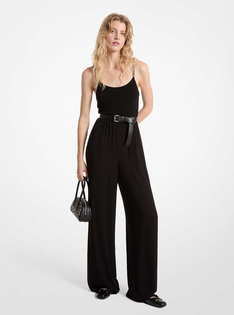 Michael Kors Smocked Georgette Chain Czarne | SN-MK26766