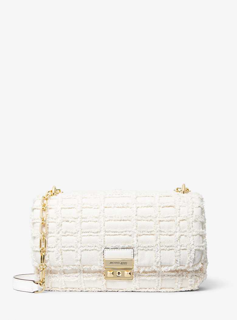 Michael Kors Tribeca Large Frayed Denim Białe | SN-MK27005