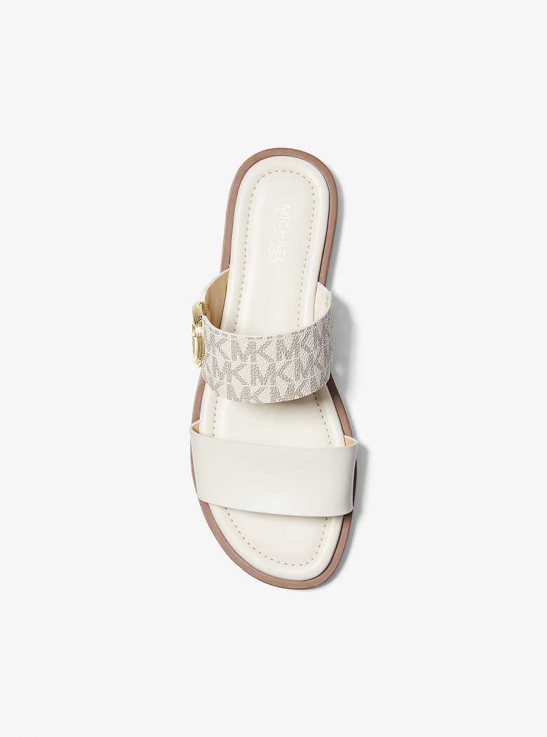 Michael Kors Vera Leather and Signature Logo Głęboka Żółte | SN-MK27674
