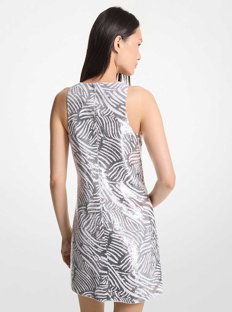 Michael Kors Zebra Sequined Tank Białe Srebrne | SN-MK26756